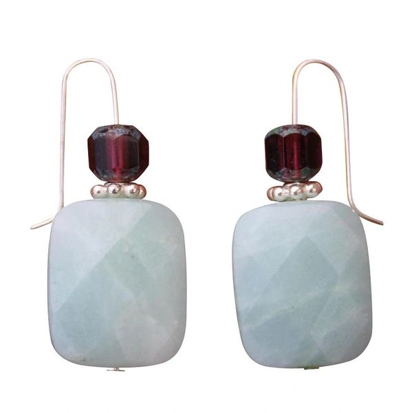 Amazonite & Czech Glass Earrings
