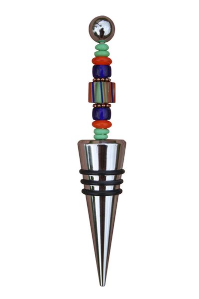 Beaded Orange Cane Glass Wine Bottle Stopper