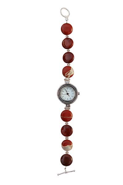 Red Jasper & Swarovski Crystal Watch