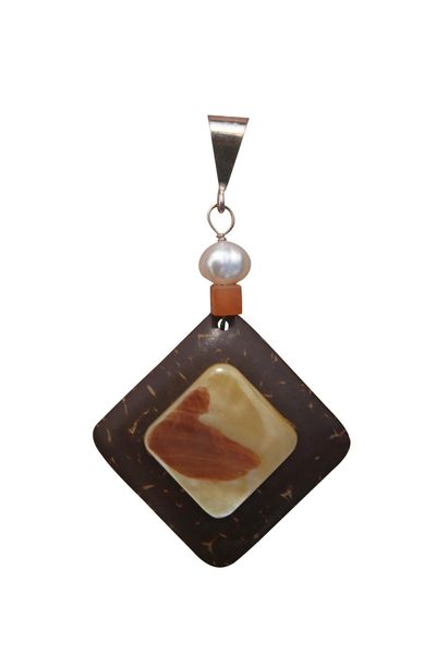 Sterling Silver, Coconut & Mother of Pearl Pendant