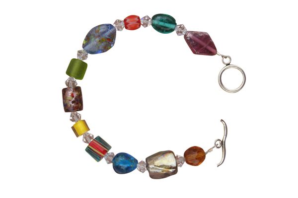Whimsical Art Glass & Swarovski Crystal Bracelet