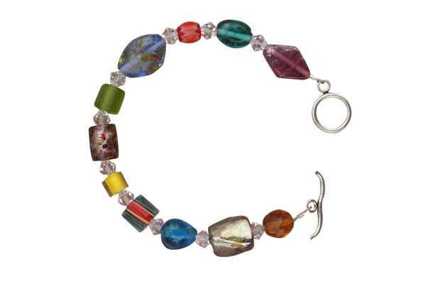 Whimsical Art Glass & Swarovski Crystal Bracelet