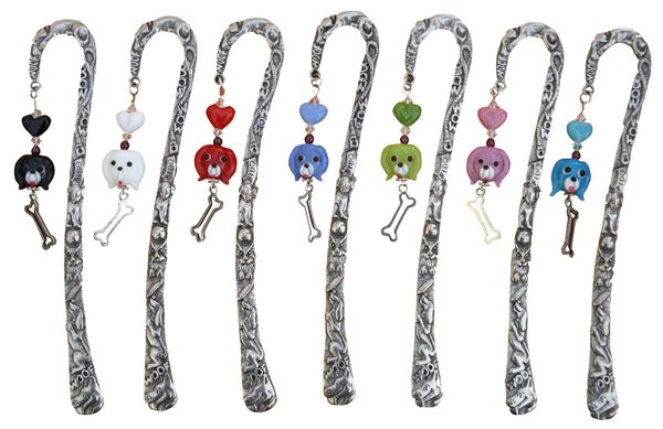 Pewter Beaded Dog Bookmark