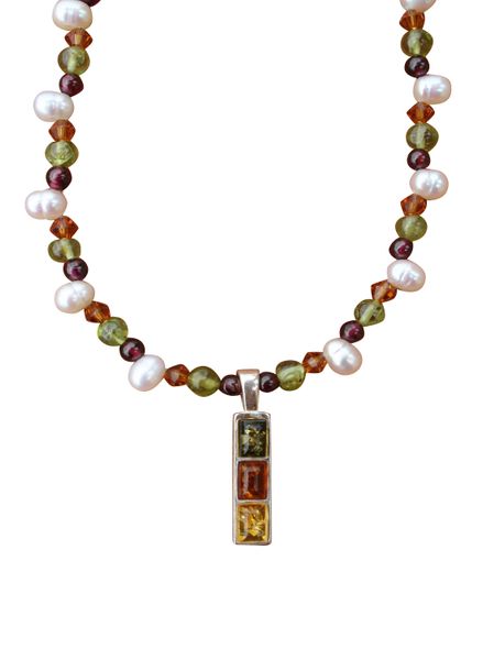 Baltic Amber, Fresh Water Pearl & Gemstone Medley Necklace