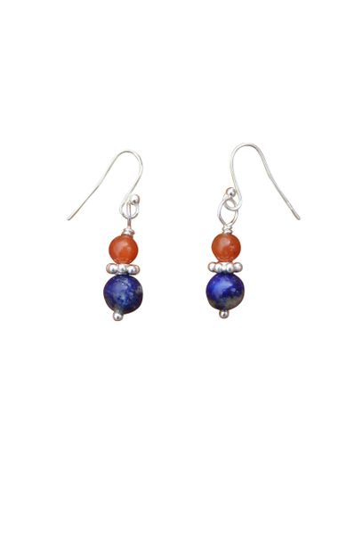 Lapis & Red Aventurine Earrings