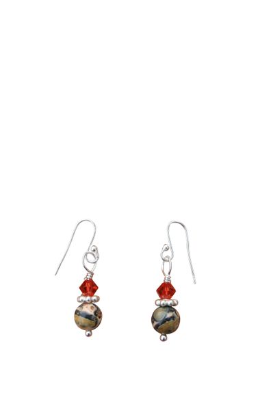 Leopard Jasper & Swarovski Crystal Earrings