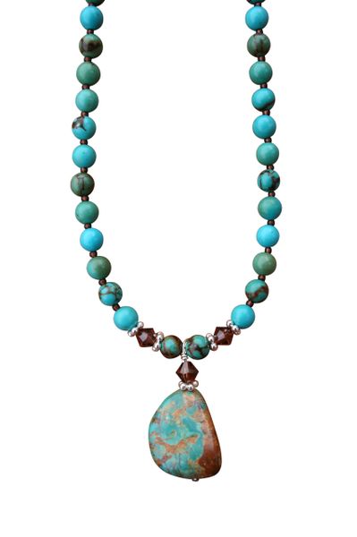 Nevada Pilot Mountain Tricolor Turquoise Nugget Necklace