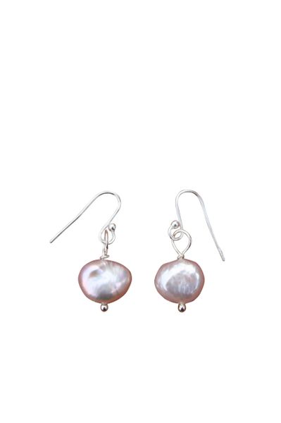 Pink Fresh Water Pearl & Sterling Silver Earrings