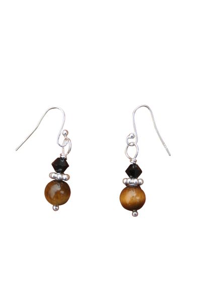 Tiger Eye & Swarovski Crystal Earrings