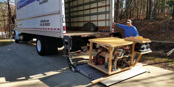 Moving my Shop, loading my mobile tablesaw workbench onto a moving truck