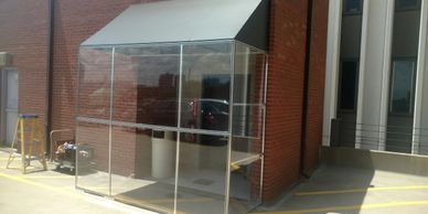 welded awning with rigid curtains