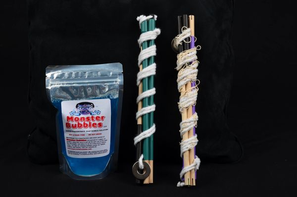 Bubble Kit (2) Wands - Net (purple) & String (green) and (1) Bubble - FREE domestic shipping