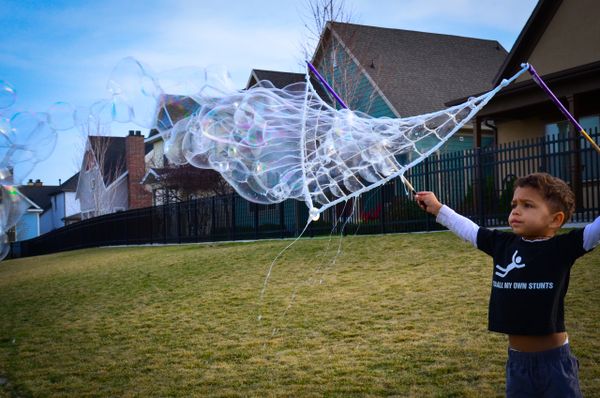 3-Foot, 2-piece BIG Bubble (blue) & 55-Section Net (purple) Wands & (1) Bubble Kit