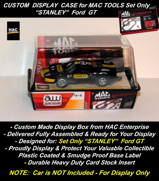 Custom Display Box: AW MAC TOOLS Racing 'STANLEY' Ford GT SET ONLY Car