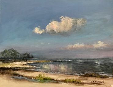 Cloud Reflection at the Beach, 9 x 12 oil. Price upon request.