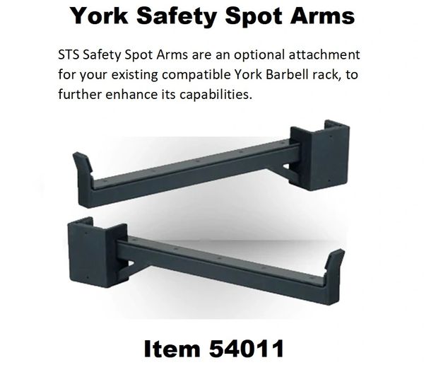 YORK BARBELL STS SAFETY SPOT ARMS (PAIR) ITEM 54011, 4 Oct 22, Now $339