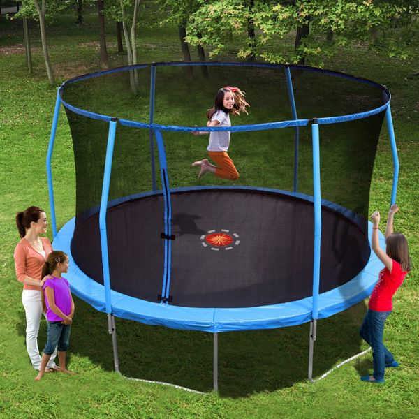 13' TRAMPOLINE & SAFETY NET ENCLOSURE COMBO, WITH REMOVABLE FLASH ZONE, 6 LEGS,10 YR WARRANTY