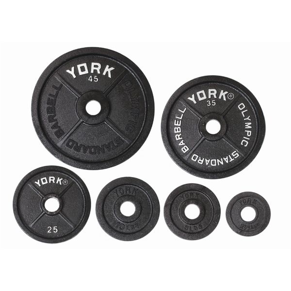 York Olympic Weight Plates Cast Iron Gym Discs for 2" Barbell Dumbbell Bars 