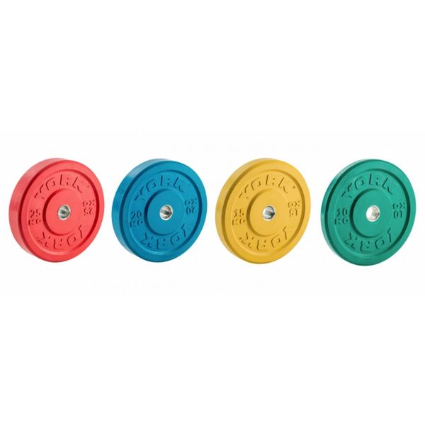 YORK BARBELL COLOR RUBBER OLYMPIC BUMPER WEIGHT PLATES, 10 LB, 15 KG, 20 KG, 25 KG, Item 28091, 28092, 28093, 28094, 29 Nov 2021, Now Available.