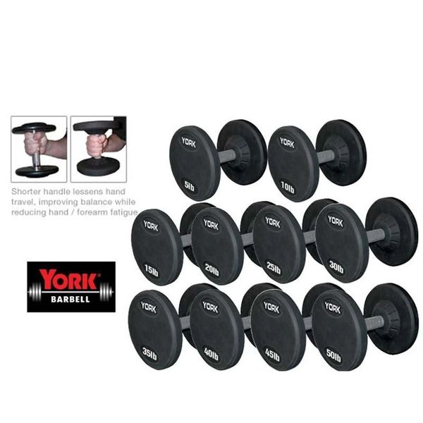 YORK BARBELL DUMBBELLS MEDIAL GRIP RUBBER COATED FIXED PRO STYLE