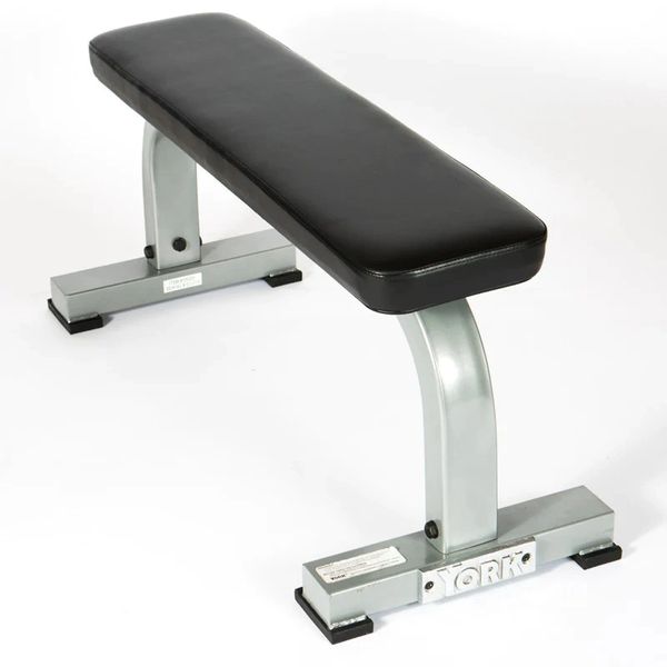 YORK BARBELL STS FLAT BENCH ITEM 55026 SILVER, 4 Oct 22, Now $259