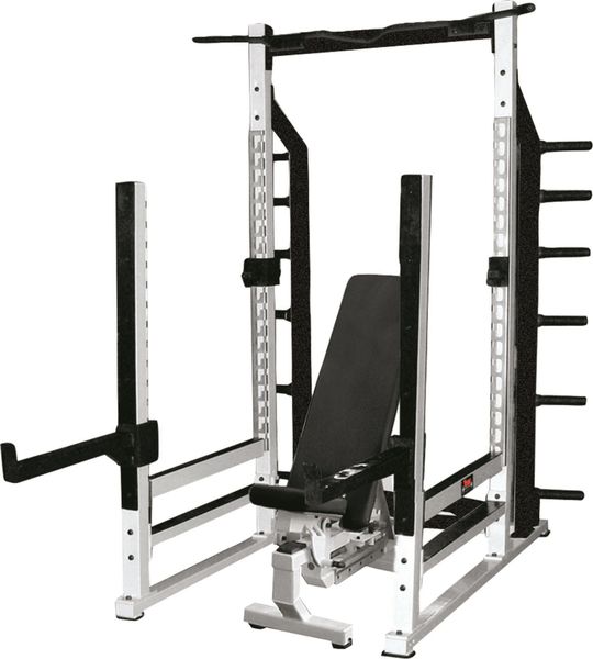 YORK BARBELL STS MULTI-FUNCTION RACK ITEM 54000 WHITE 55000 SILVER