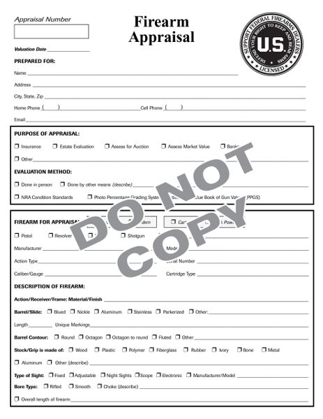 713 Firearms Appraisal Pad 50 Sheets Heavy Stock Double Sided Rk Enterprises Ffl Supplies 3443