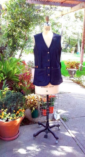 Denim Garden Vest: Lily Print or Solid Indigo