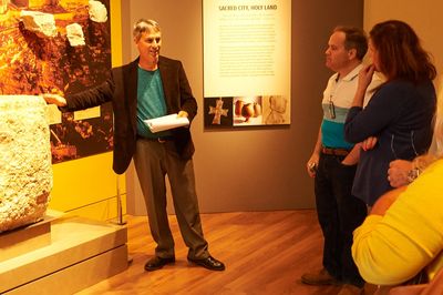 Mark and Anita Baldo at the Museum of the Bible with tour guide Bill Heath, April 2019