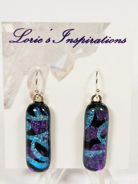 Dichroic Fused Glass Earrings : Hearts and Streamers