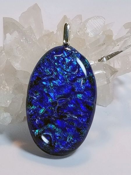 Dichroic Fused Glass Pendant: Bali Waters