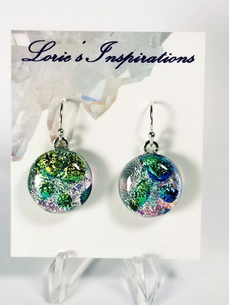 Dichroic Fused Glass Earrings: Champagne Bubbles