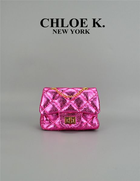 metallic hot pink mini quilted bag