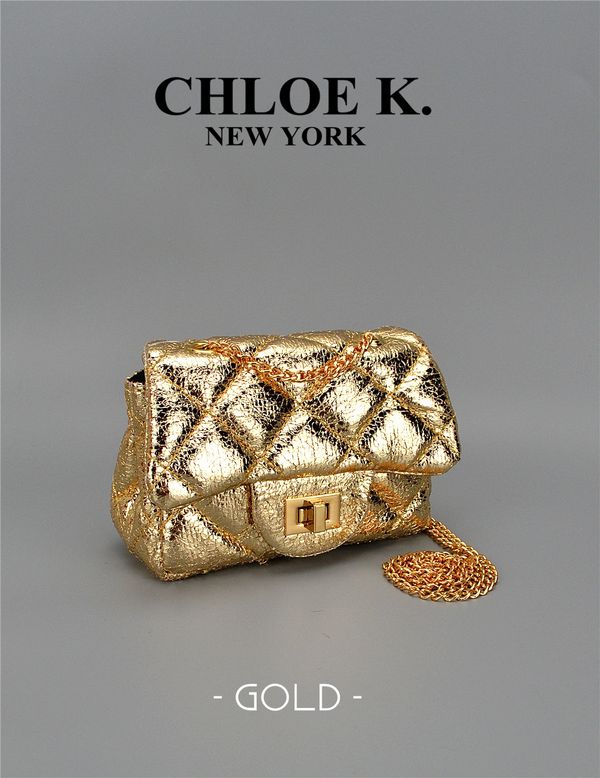 metallic gold mini quilted bag | CHLOE K. NEW YORK