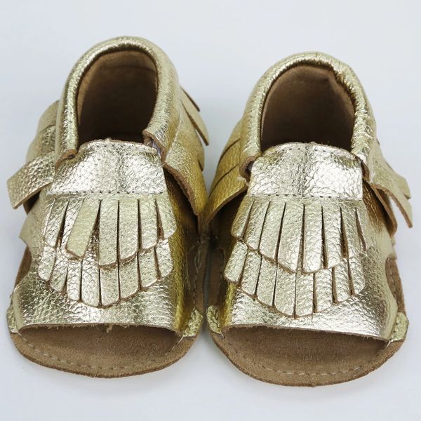 gold fringe mocassin sandal