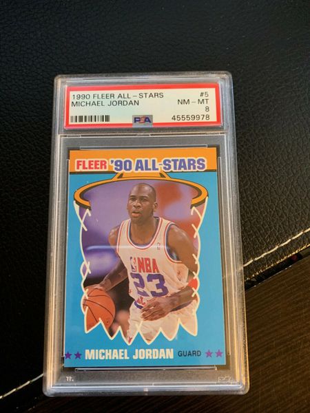 Michael Jordan 1990 Fleer All star Sticker #5 PSA 8