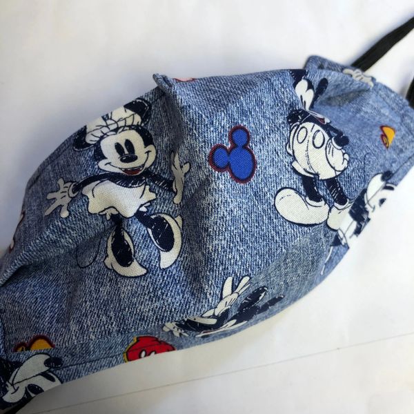 FACE MASK -- Mickey & Minnie Denim ADULT OR CHILD