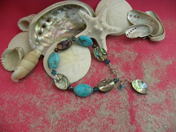 Abalone and Turquoise stone Bracelet | Pretty Things Jewelry