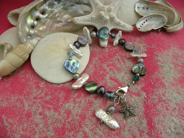 Abalone Heart & freshwater pearl bracelet | Pretty Things Jewelry