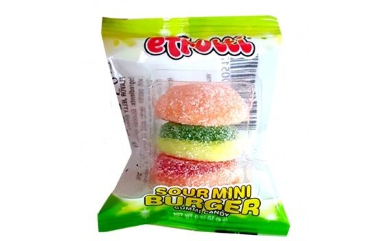 Efrutti Sour Mini Burger Gummi Candy 4ct