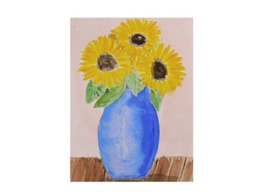 Sunflowers in a Blue Vase