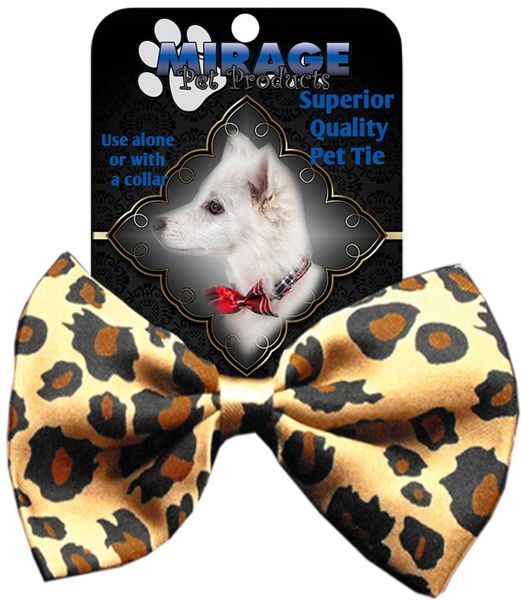 DOG BOW TIE: Decorative & Classy Silky Polyester Dog Tie with Durable Elastic Band - LEOPARD