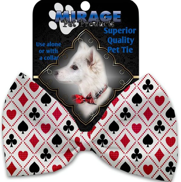 DOG BOW TIE: Decorative & Classy Silky Polyester Bow Tie for Dogs - DECK OF CARDS