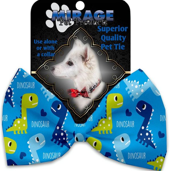 DOG BOW TIE: Decorative & Classy Silky Polyester Bow Tie for Dogs - BLUE DINOSAURS