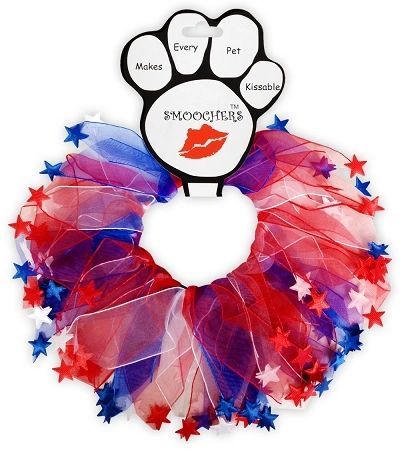 Smoochers Dog Collars: Smoocher Dog Collar - PATRIOTIC RED, WHITE, AND BLUE STARS