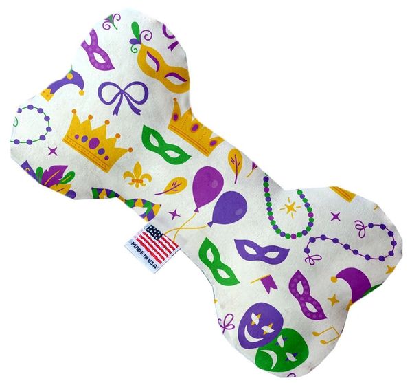 PET TOYS: Durable Fabric/Canvas Bone Shape Pet Toy MARDI GRAS MASKS in 3 Sizes Made in USA by MiragePetProducts