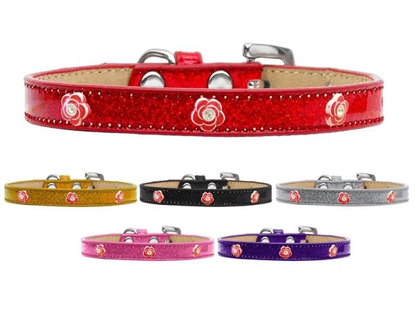 Widget Dog Collars: Ice Cream Dog Collar with RED ROSE Widgets in Various Colors and Sizes