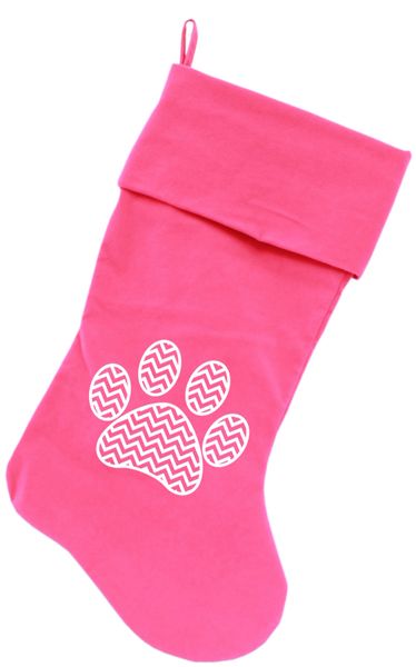 Dog Christmas Stockings: Screen Print CHEVRON PAW Christmas 18" Stocking for Dogs in Several Colors
