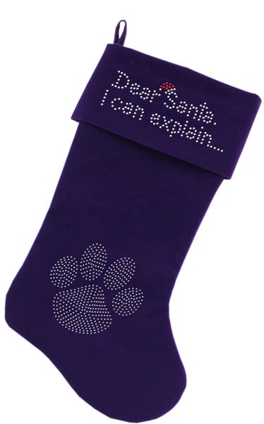 Dog Christmas Stockings: DEAR SANTA I CAN EXPLAIN in Rhinestones Christmas Stocking for Dogs in Several Colors
