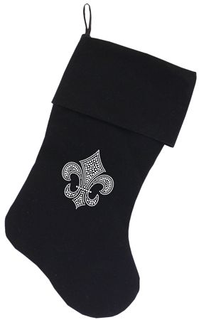 Dog Christmas Stockings: GOLD FLEUR DE LIS in Rhinestones Christmas Dog Stocking in Two Colors